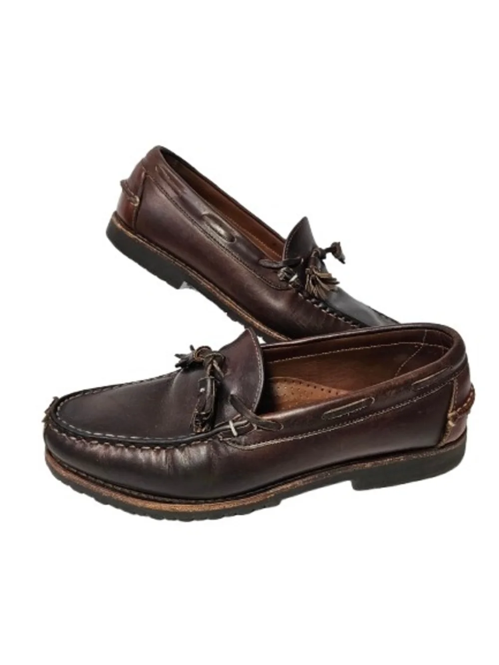 Vtg Allen Edmonds Kingsfield brown Leather slip-on loafers tassels Mens 8D Shoes